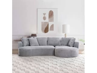 Canapé d'angle droit fixe INES 3 places Tissu Gris pour 549€ chez Conforama