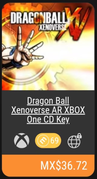 Dragon Ball Xenoverse AR XBOX One CD Key por $37 | Kinguin