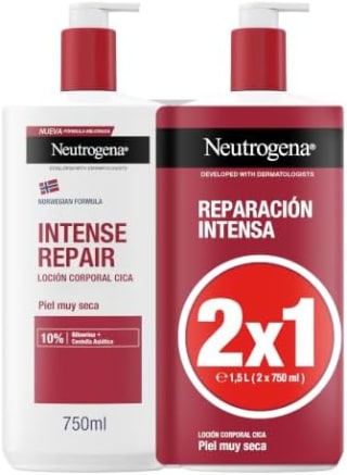 Neutrogena Fórmula Noruega Crema Corporal CICA 2 uds (1,5 L) por 9,90€ en Amazon