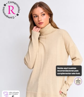 Sweater Mujer Barbados Cuello Alto Beige por $19.990