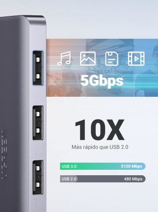 UGREEN Hub USB 3.0 4 puertos (15cm) por $203 en Amazon