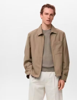 Mango chaqueta lyocell bolsillo marrón por 13,99€