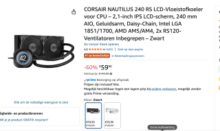 Kit voor vloeibare koeling Corsair Nautilus 240 RS LCD voor €59,90 bij Amazon