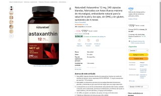 NatureBell Astaxantina 12 mg 240 cápsulas por $776 | Oferta Amazon