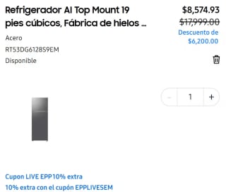 Refrigerador Samsung RT53DG6128S9EM 19 pies cúbicos por $7,716