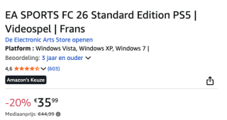 PS5 EA Sports FC 26 voor €35,99 bij Amazon