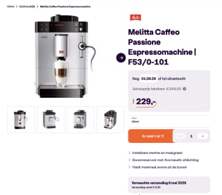 Melitta Caffeo Passione espressomachine (type F53/0-101) voor 229 euro