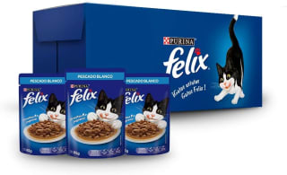 Purina Felix Adulto 24pack (85 g) sabor Pescado Blanco por $162 en Amazon