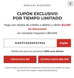 Cupón Joyerías Bizzarro: $2,000 de Descuento