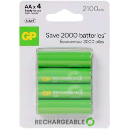 GP oplaadbare batterijen AA (4 × 2100 mAh) voor €3,98 bij Action