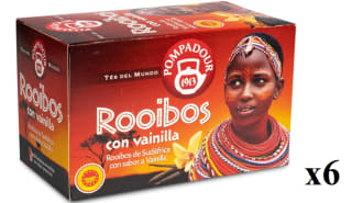 6 Cajas de Pompadour Té del Mundo Rooibos Vainilla - 20 Bolsitas por 9.34€