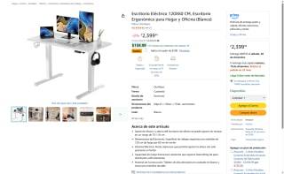 Escritorio Eléctrico 120x60cm por $2,200 | Amazon