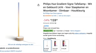 Philips Hue gradient Signe tafellamp voor €159 bij Amazon