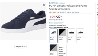 Puma Smash 3.0 Buck Low-Top Trainers voor €27,48 bij Amazon