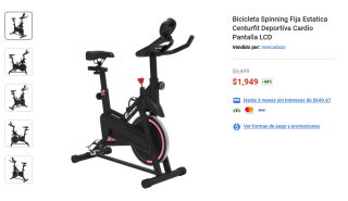 Bicicleta Spinning Fija Estatica Centurfit Deportiva por $1,949 | Elektra