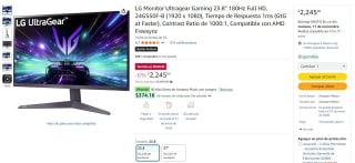 LG Monitor 23.8" 180Hz Full HD por $2,245 | Amazon