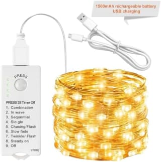 SINAMER Fairy Lights Rechargeable, 16FT 50LED for £1.99 at Amazon