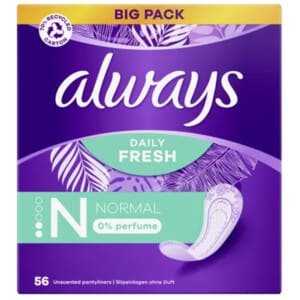 Always inlegkruisjes Daily Fresh Normal 0% parfum 56 stuks voor €1,05 bij Plein