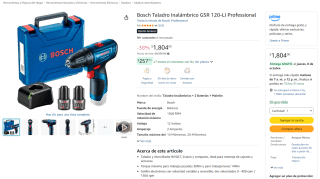 Bosch Taladro Inalámbrico GSR 120-LI Professional por $1,804 en Amazon