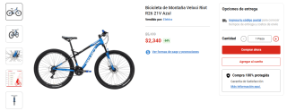 Bicicleta de Montaña Veloci Riot R26 21V por $2,340 | Elektra