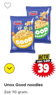 Unox Good noodles voor €0,39 bij Dirk