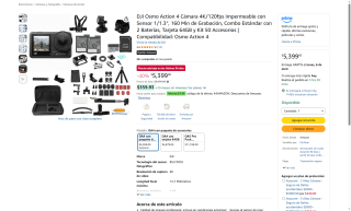 DJI Osmo Action 4 1/1.3" 4K 120fps por $5,255 | Amazon
