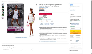 Barbie Signature Inspiring Women Venus Williams por $299 | Amazon