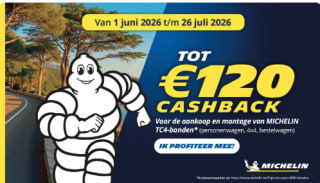 Tot €120 cashback op uw MICHELIN banden