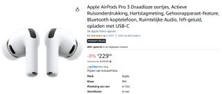 Apple AirPods Pro 3 voor €229 bij Amazon