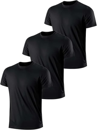 Pack of 3 Men's Black Quick-Dry Breathable Sports T-Shirt, Lightweight and Comfortabl