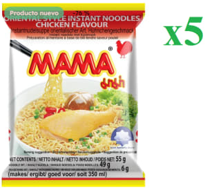 5 x MAMA Fideos Instantáneos de Trigo Sabor Pollo Estilo Oriental 55 g por 0.75€