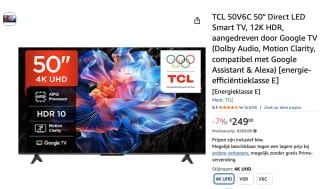 LED LCD TV TCL 50V6C / Google TV voor €249 bij Amazon