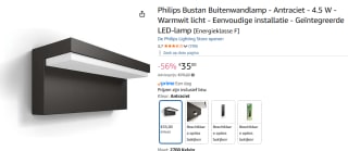 Philips wandverlichting met bewegingssensor Bustan voor €35 bij Amazon