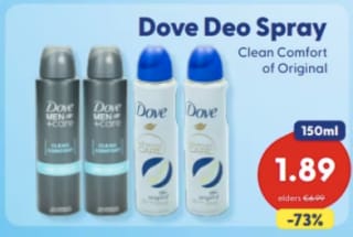 Dove deodorant (150 ml) voor €1,89 bij Die Grenze