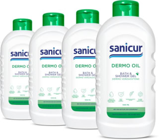 4x Sanicur Bad en Douchegel Dermo Oil 1000 ml voor €8,78 bij Bol