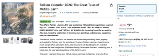 Tolkien Calendar 2026 The Great Tales of Middle-Earth voor €9,14 bij Amazon