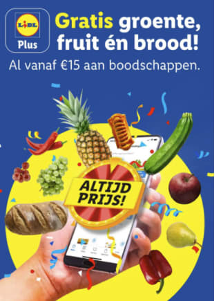 Gratis groente, fruit of brood bij €15 aan boodschappen bij de LIDL
