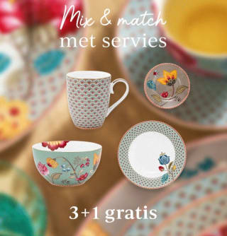 3+1 gratis op geselecteerd porselein bij Pip Studio