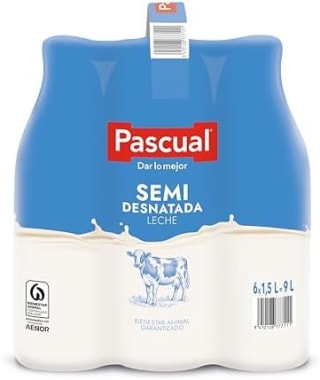 Leche Pascual semidesnatada (pack 6 x 1,5 L) por 4,95€