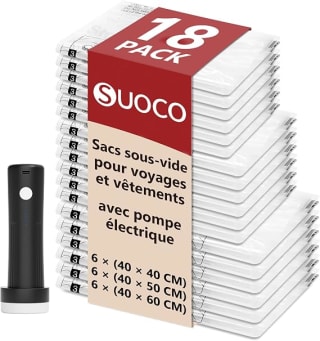 SUOCO Sac sous vide vêtements 18 pièces pour 19,99€ chez Amazon
