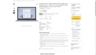 Microsoft Surface 5 15" i7 8GB 256GB por $9,683 | Oferta Amazon