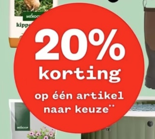 20% korting op 1 artikel naar keuze bij Welkoop