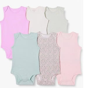Lot de 6 body sans manche pour bébé à 15,37€