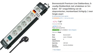 Brennenstuhl Premium-Line Stekkerdoos, 6-voudig voor €14,02 bij Amazon