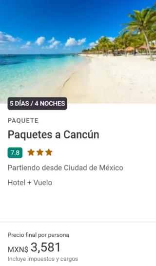 Paquete Ciudad de México → Cancún (5 días/4 noches) desde $3,595 en Liverpool