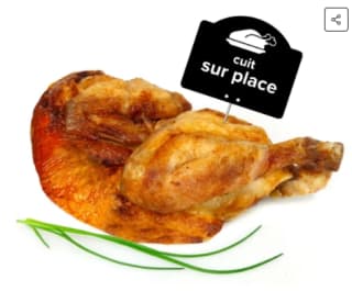 1/2 poulet jaune fermier de Loué rôti à 6,39€