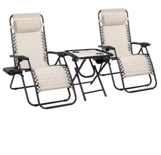 Pack 2 Tumbonas Plegables Reclinables con Mesa por 53,99€