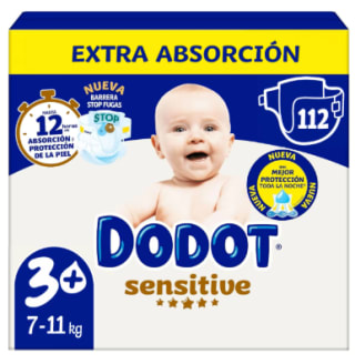 Dodot Sensitive Extra Pañal Bebé, Tallas 3+,4+,5+,6+ Pack mensual por 33,12€