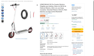 HONEYWHALE M2 Pro Scooter Eléctrico 500W por $5,399 | Amazon