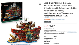 LEGO ONE PIECE 75640 Het drijvende restaurant Baratie voor €195,99 bij Amazon